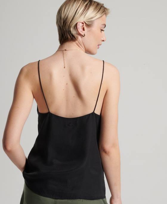Superdry cupro cu bretele cami top îmbrăcăminte negru femei JX0Z3046