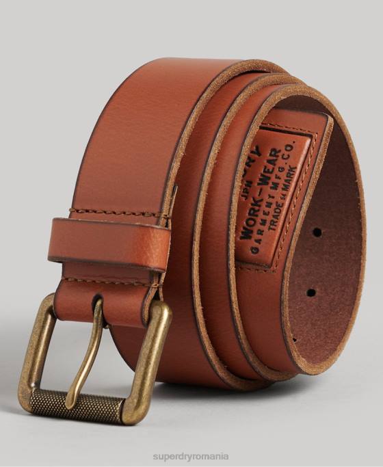 Superdry cutie cadou curea din piele accesorii bronzat bărbați JX0Z1775
