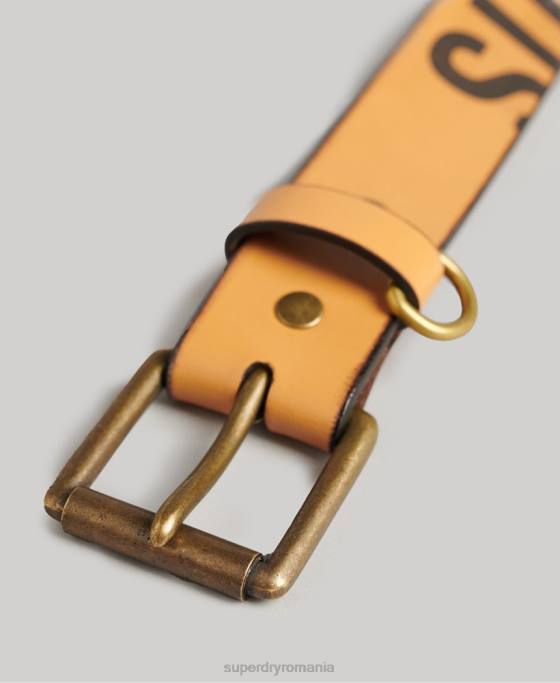 Superdry cutie cadou curea din piele gofrata accesorii bronzat bărbați JX0Z1650