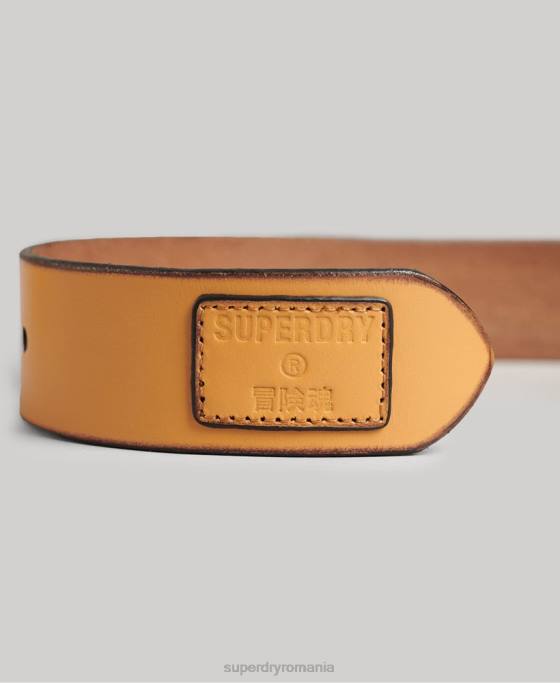 Superdry cutie cadou curea din piele gofrata accesorii bronzat bărbați JX0Z1650