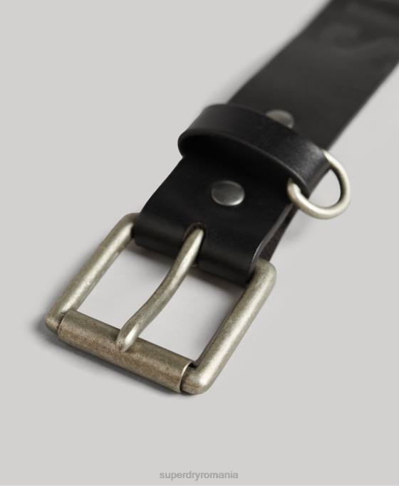 Superdry cutie cadou curea din piele gofrata accesorii negru bărbați JX0Z6453