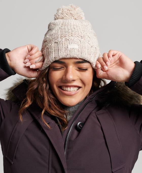 Superdry căciuliță din tricot cu cablu accesorii bej femei JX0Z4261