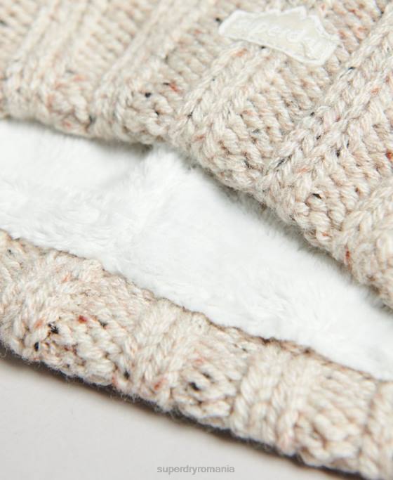 Superdry căciuliță din tricot cu cablu accesorii bej femei JX0Z4261