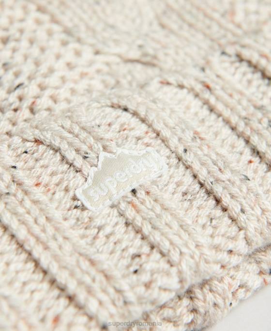 Superdry căciuliță din tricot cu cablu accesorii bej femei JX0Z4261