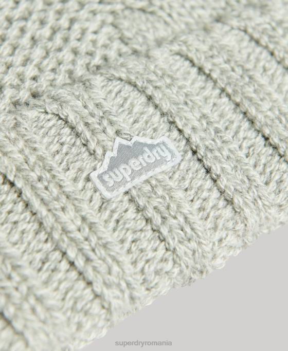 Superdry căciuliță din tricot cu cablu accesorii gri deschis femei JX0Z4256