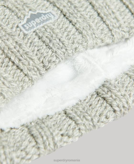 Superdry căciuliță din tricot cu cablu accesorii gri deschis femei JX0Z4256