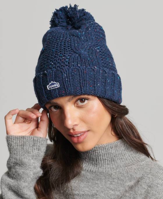 Superdry căciuliță din tricot cu cablu accesorii marina femei JX0Z4257