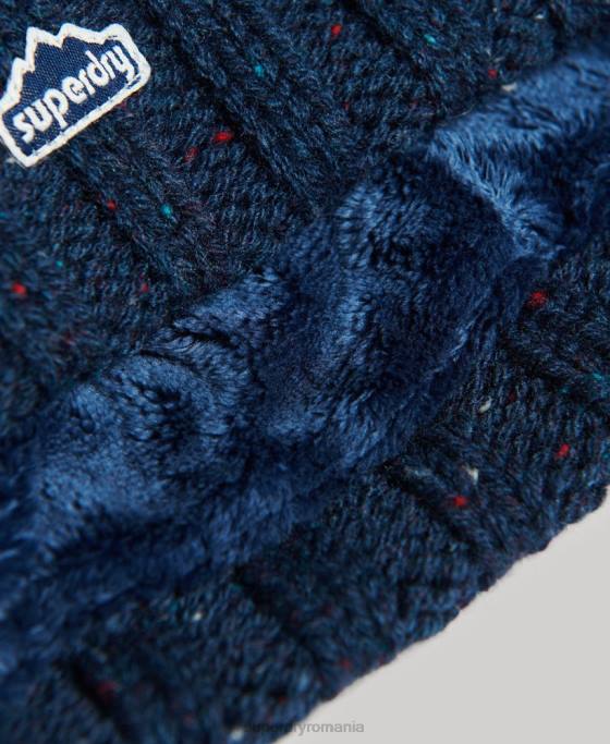 Superdry căciuliță din tricot cu cablu accesorii marina femei JX0Z4257