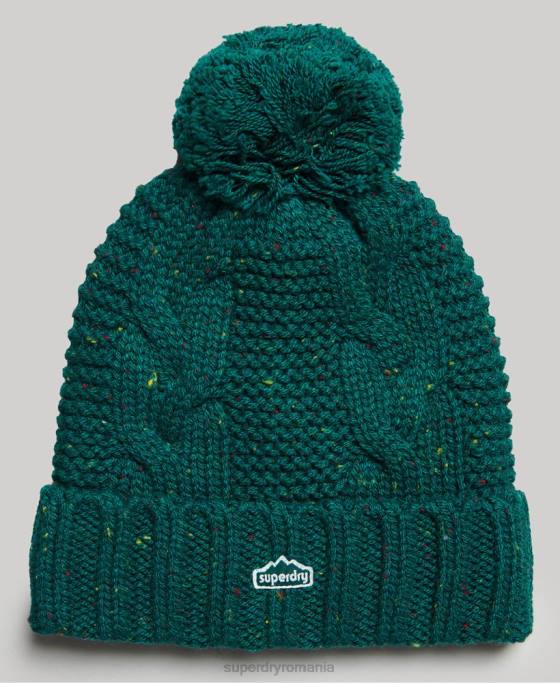 Superdry căciuliță din tricot cu cablu accesorii verde femei JX0Z4260