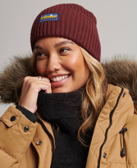 Superdry căciulă radar din amestec de lână accesorii roșu femei JX0Z4244