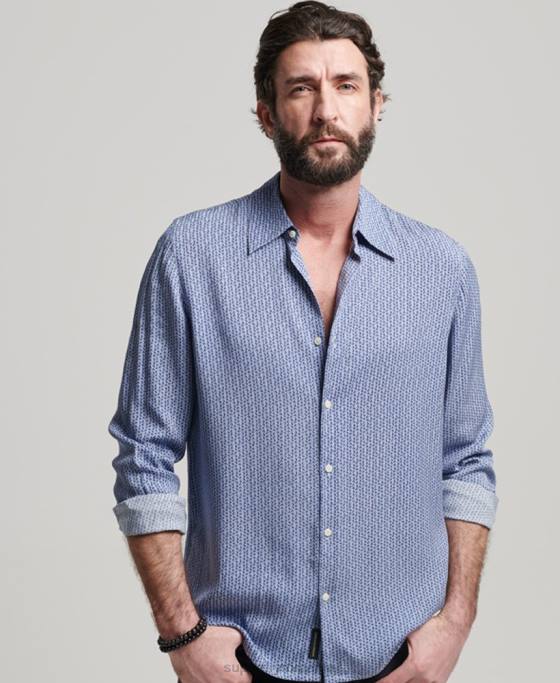 Superdry cămașă anilor 70 îmbrăcăminte albastru bărbați JX0Z180