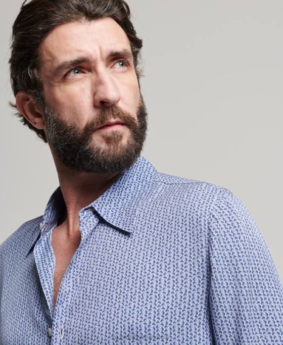 Superdry cămașă anilor 70 îmbrăcăminte albastru bărbați JX0Z180