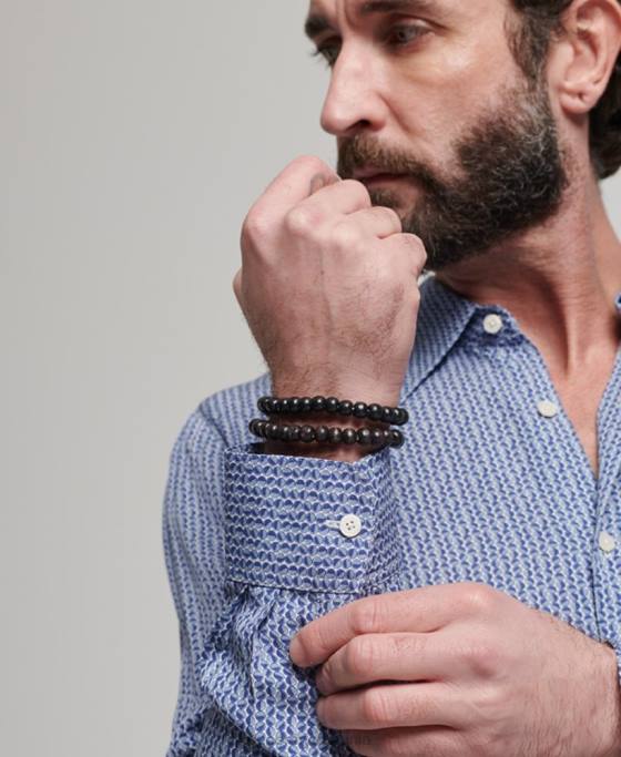 Superdry cămașă anilor 70 îmbrăcăminte albastru bărbați JX0Z180