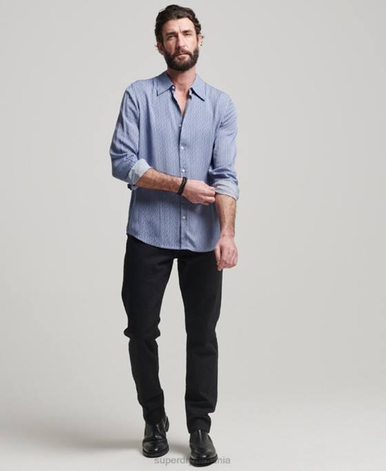 Superdry cămașă anilor 70 îmbrăcăminte albastru bărbați JX0Z180