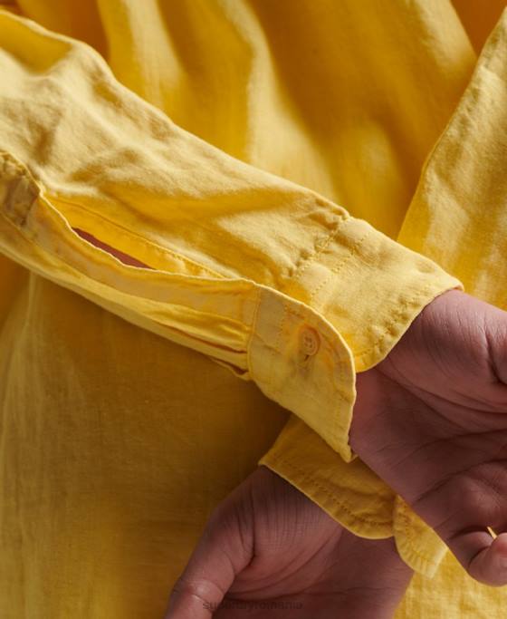 Superdry cămașă boyfriend casual din in îmbrăcăminte portocale femei JX0Z2256