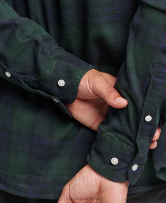 Superdry cămașă clasică cu nasturi de la Londra din bumbac organic îmbrăcăminte verde bărbați JX0Z215