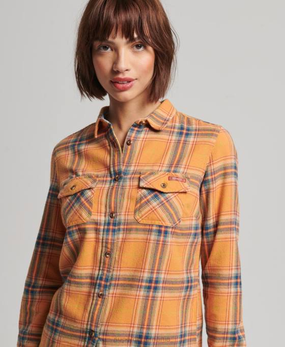 Superdry cămașă clasică de lumberjack din bumbac organic îmbrăcăminte galben femei JX0Z3033