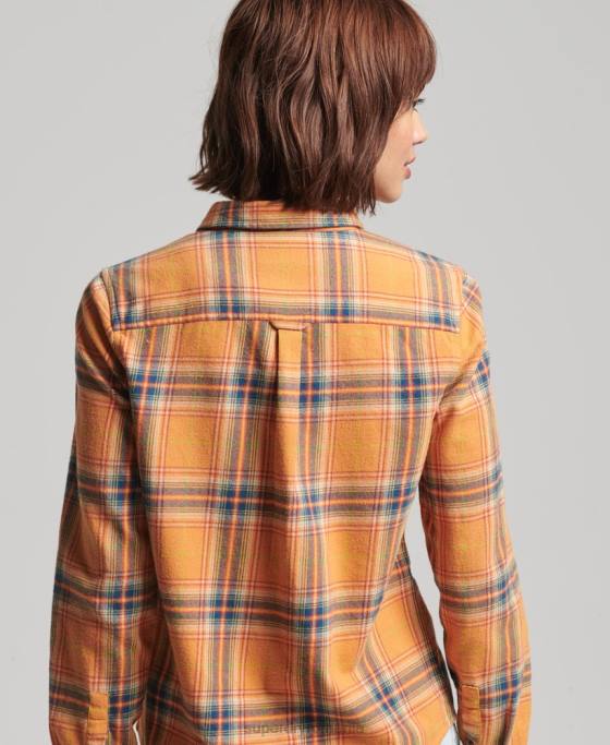 Superdry cămașă clasică de lumberjack din bumbac organic îmbrăcăminte galben femei JX0Z3033
