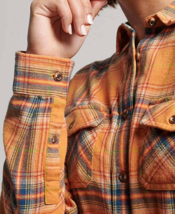 Superdry cămașă clasică de lumberjack din bumbac organic îmbrăcăminte galben femei JX0Z3033