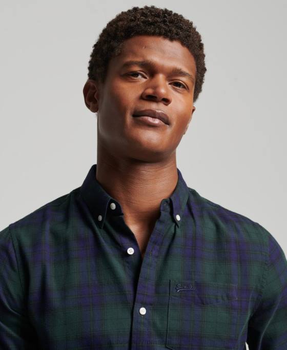 Superdry cămașă clasică londoneză cu nasturi îmbrăcăminte verde bărbați JX0Z164