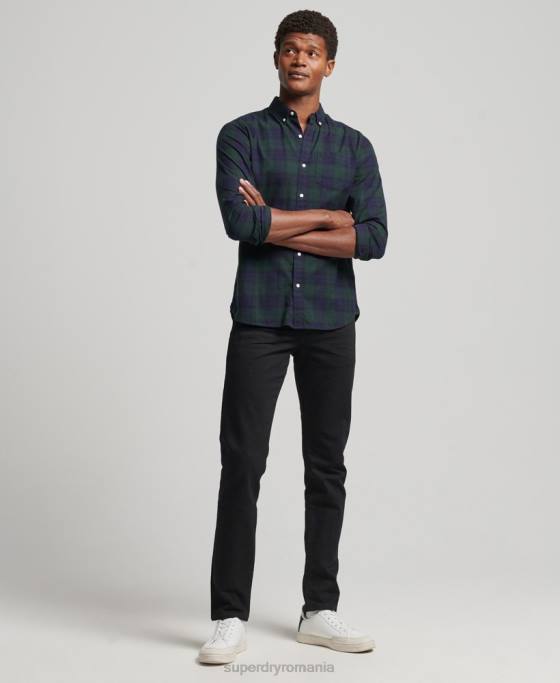 Superdry cămașă clasică londoneză cu nasturi îmbrăcăminte verde bărbați JX0Z164