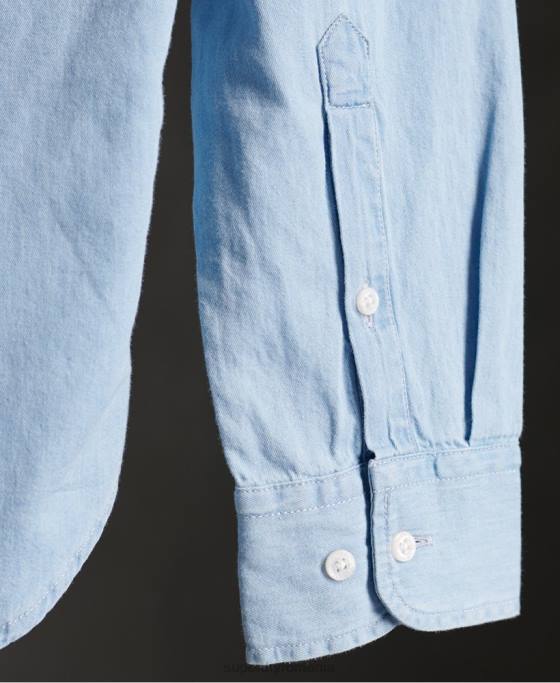 Superdry cămașă clasică twill lite bunicul îmbrăcăminte albastru bărbați JX0Z242