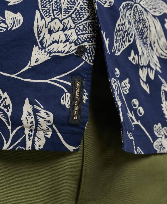 Superdry cămașă cu guler deschis îmbrăcăminte albastru inchis bărbați JX0Z29