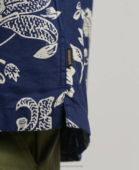 Superdry cămașă cu guler deschis îmbrăcăminte albastru inchis bărbați JX0Z29