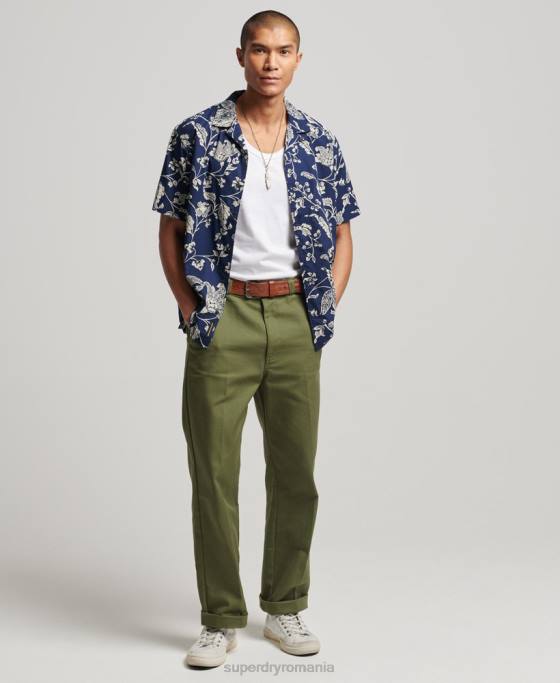 Superdry cămașă cu guler deschis îmbrăcăminte albastru inchis bărbați JX0Z29