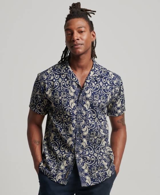 Superdry cămașă cu guler deschis îmbrăcăminte marina bărbați JX0Z123