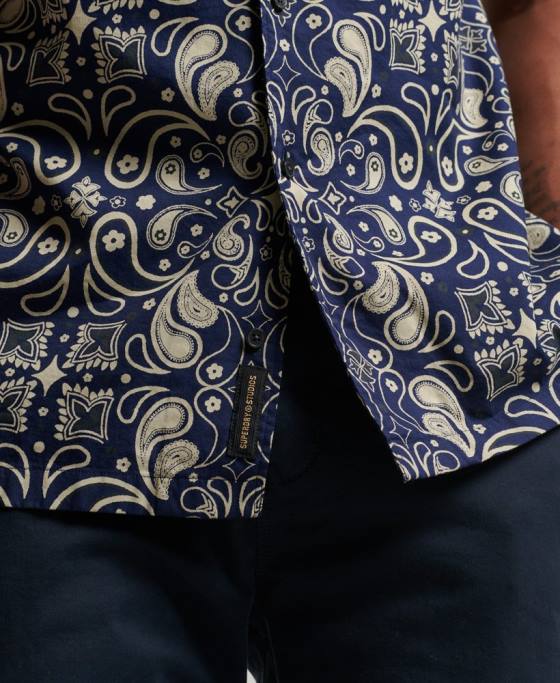 Superdry cămașă cu guler deschis îmbrăcăminte marina bărbați JX0Z123