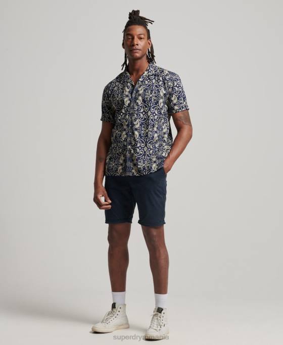 Superdry cămașă cu guler deschis îmbrăcăminte marina bărbați JX0Z123