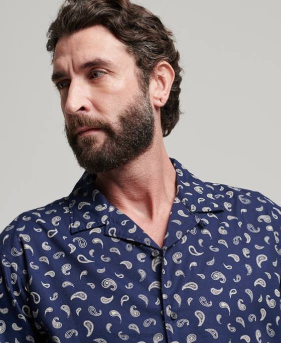 Superdry cămașă cu guler deschis îmbrăcăminte marina bărbați JX0Z130