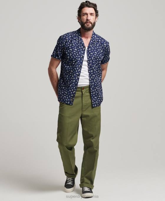 Superdry cămașă cu guler deschis îmbrăcăminte marina bărbați JX0Z130