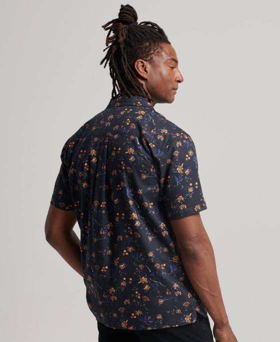 Superdry cămașă cu guler deschis îmbrăcăminte negru bărbați JX0Z127