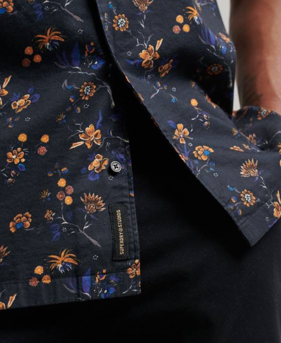 Superdry cămașă cu guler deschis îmbrăcăminte negru bărbați JX0Z127