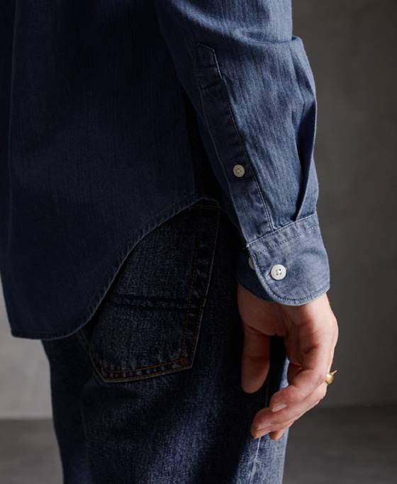 Superdry cămașă cu mâneci lungi îmbrăcăminte marina bărbați JX0Z241