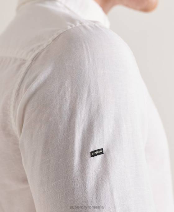 Superdry cămașă cu mânecă lungă din bumbac in îmbrăcăminte alb bărbați JX0Z6447
