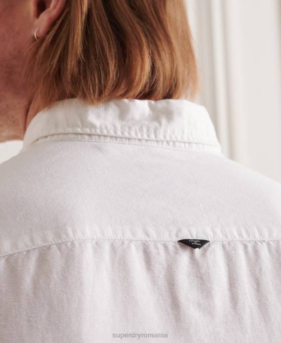 Superdry cămașă cu mânecă lungă din bumbac in îmbrăcăminte alb bărbați JX0Z6447