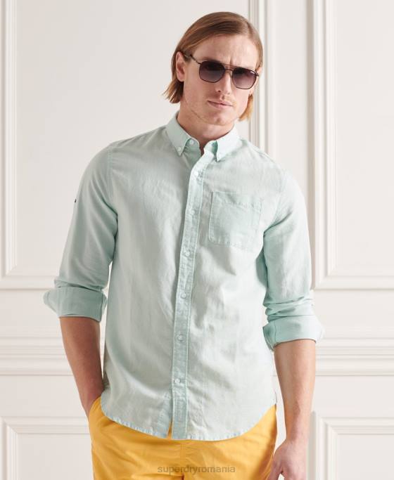 Superdry cămașă cu mânecă lungă din bumbac in îmbrăcăminte verde bărbați JX0Z6440