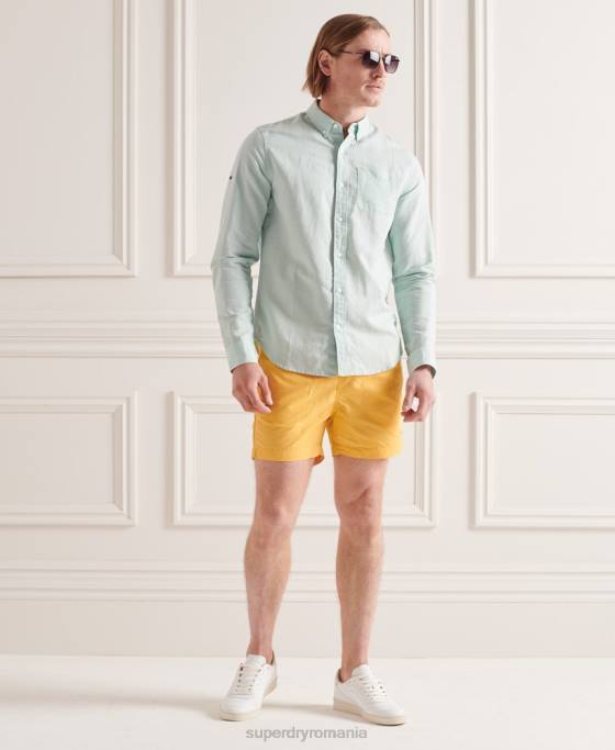 Superdry cămașă cu mânecă lungă din bumbac in îmbrăcăminte verde bărbați JX0Z6440