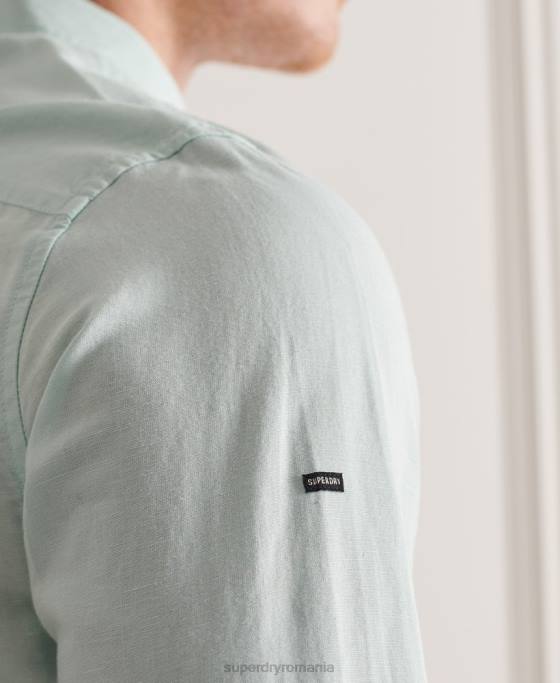 Superdry cămașă cu mânecă lungă din bumbac in îmbrăcăminte verde bărbați JX0Z6440