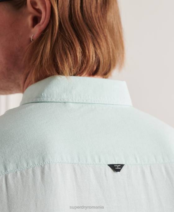 Superdry cămașă cu mânecă lungă din bumbac in îmbrăcăminte verde bărbați JX0Z6440
