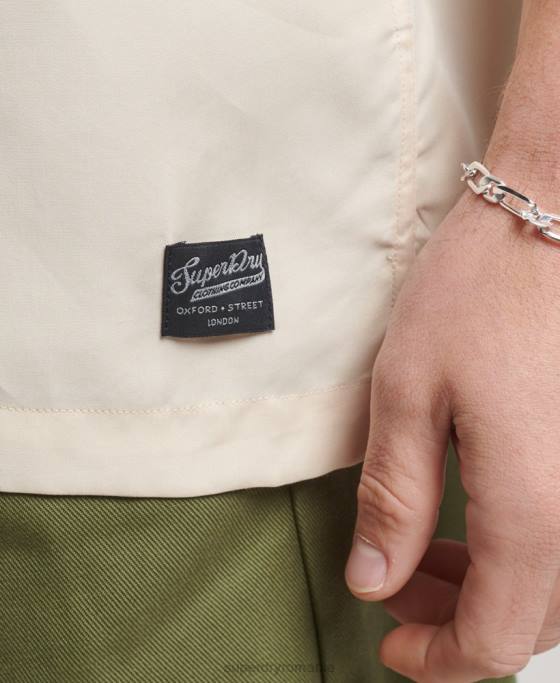 Superdry cămașă de bowling vintage cu mânecă scurtă îmbrăcăminte cremă bărbați JX0Z170