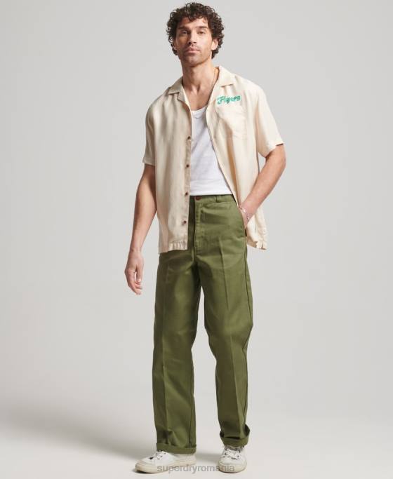 Superdry cămașă de bowling vintage cu mânecă scurtă îmbrăcăminte cremă bărbați JX0Z170