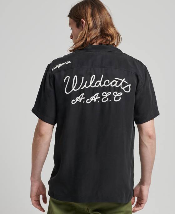 Superdry cămașă de bowling vintage cu mânecă scurtă îmbrăcăminte negru bărbați JX0Z172