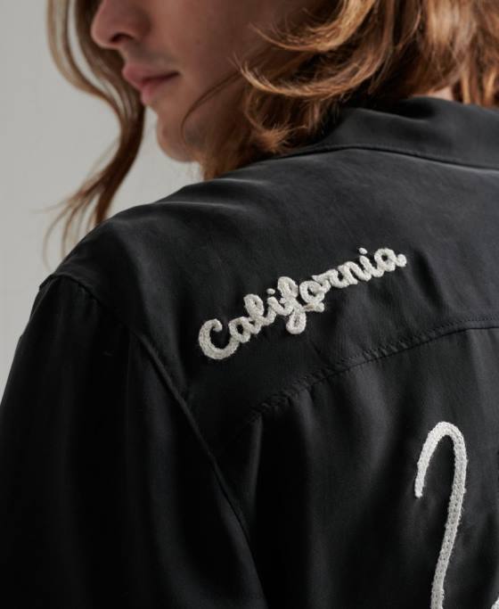 Superdry cămașă de bowling vintage cu mânecă scurtă îmbrăcăminte negru bărbați JX0Z172