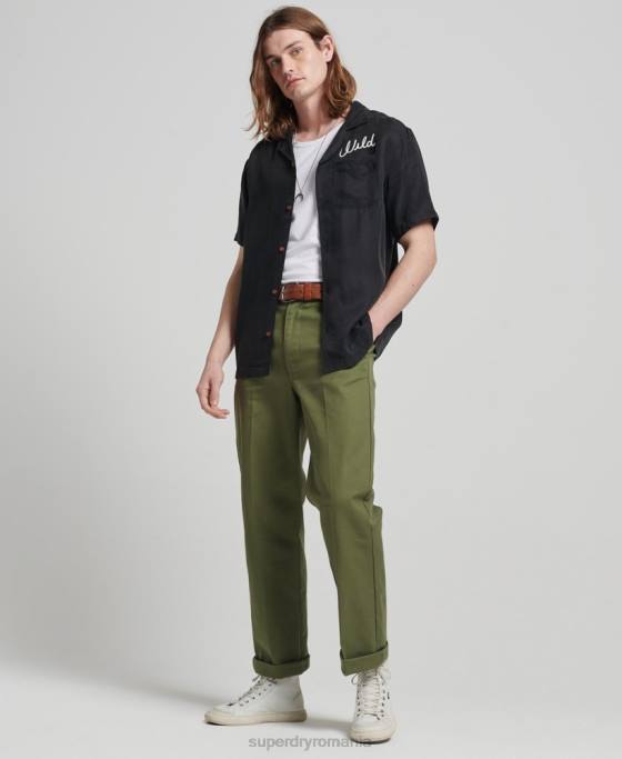 Superdry cămașă de bowling vintage cu mânecă scurtă îmbrăcăminte negru bărbați JX0Z172