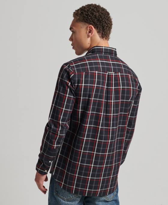 Superdry cămașă de comerciant din bumbac cu carouri îmbrăcăminte negru bărbați JX0Z151