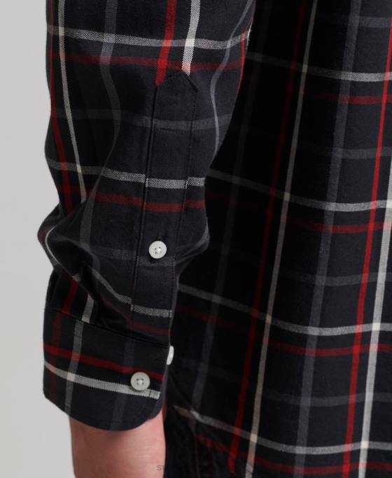 Superdry cămașă de comerciant din bumbac cu carouri îmbrăcăminte negru bărbați JX0Z151